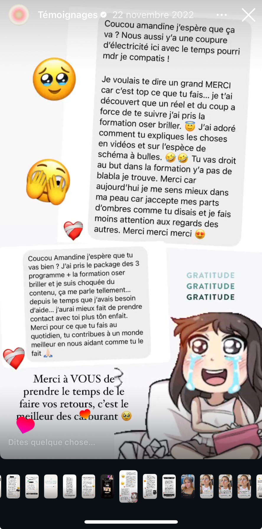 J'ai pris la formation Oser Briller. Tu vas droit au but, y'a pas de blabla. Aujourd'hui je me sens mieux dans ma peau car j'accepte mes parts d'ombre.
