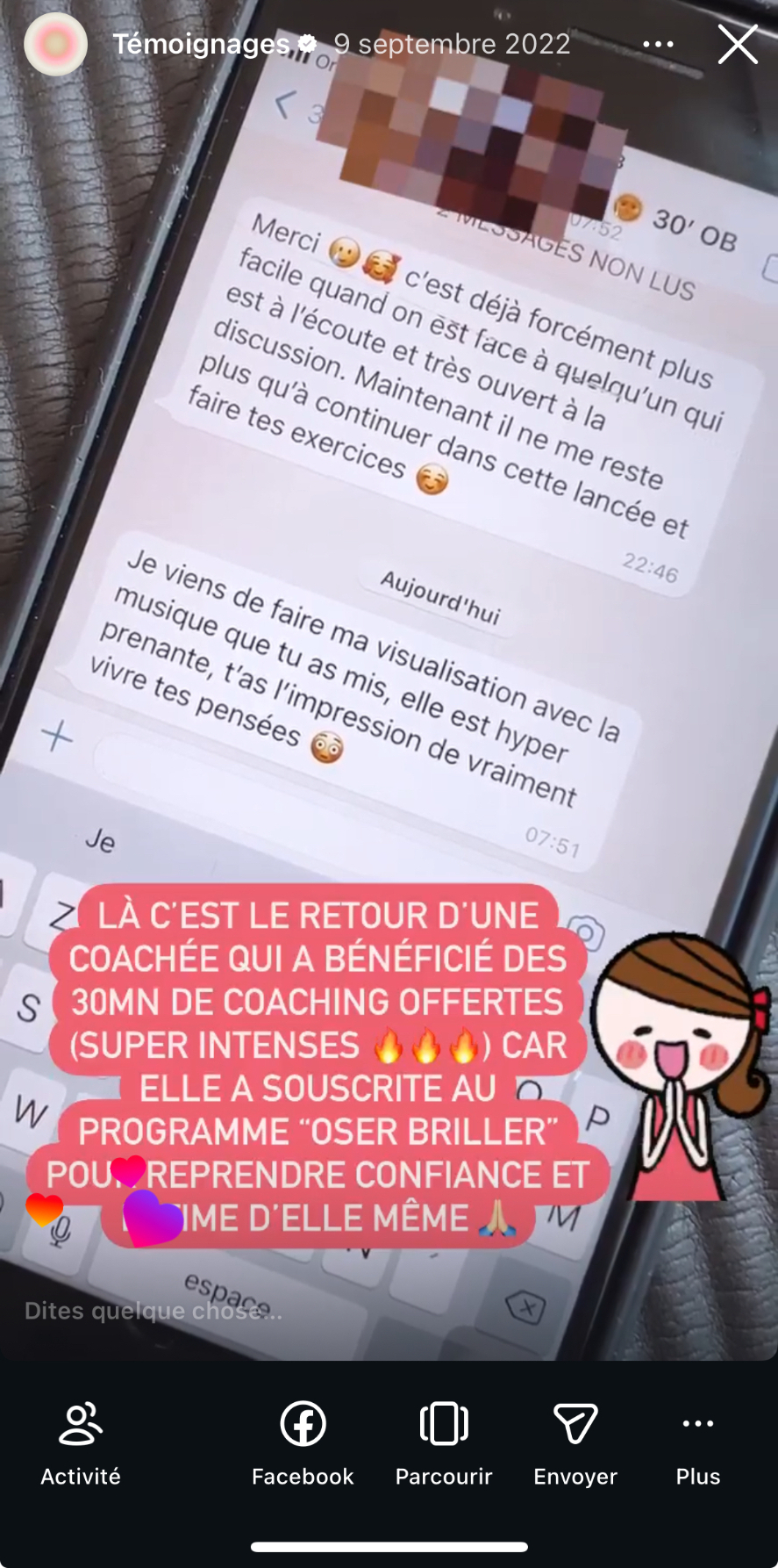 J'ai souscrit au programme Oser Briller pour reprendre confiance et estime d'elle-même 🙏, c'était super intense.